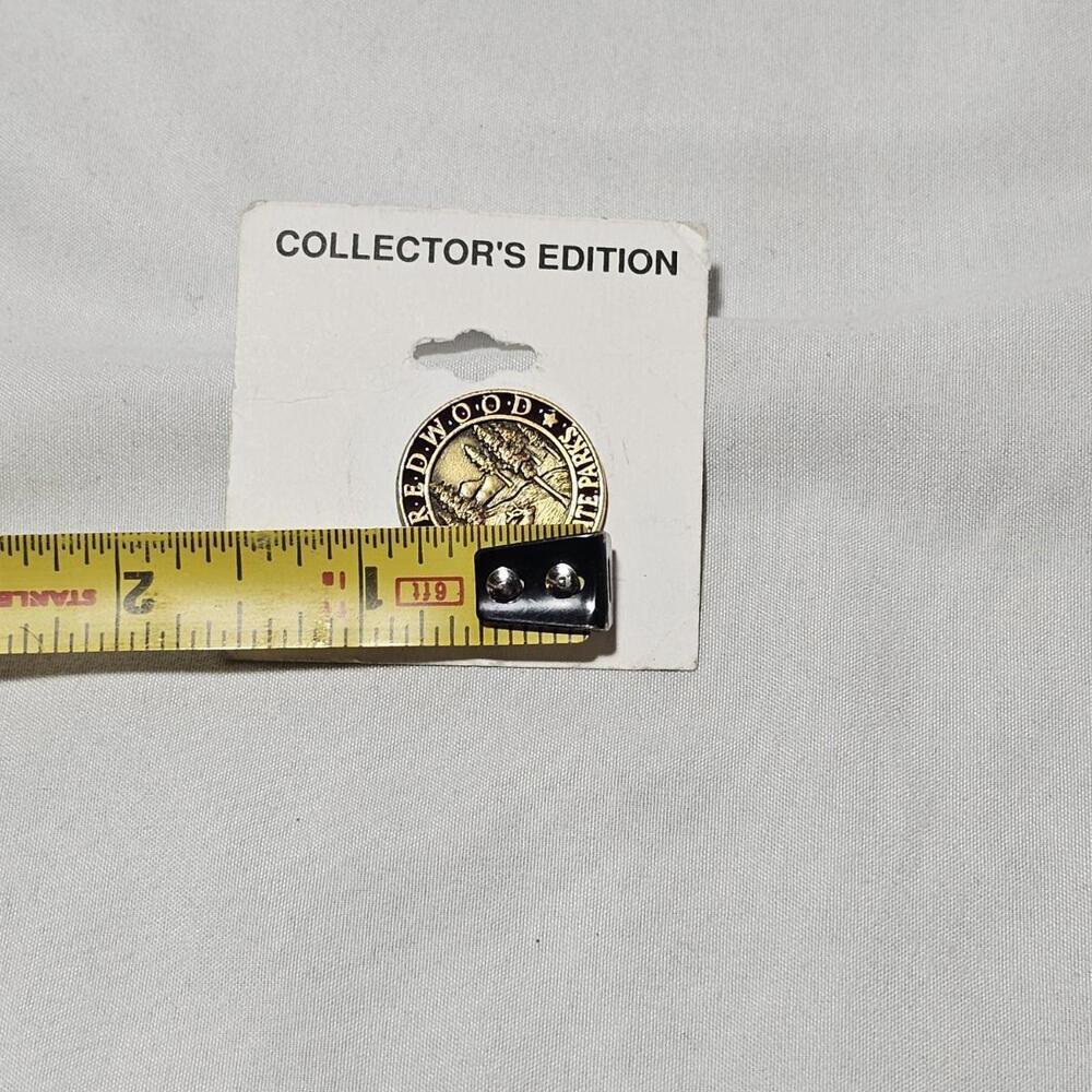 REDWOOD National & State Parks Gold Tone Travel Pin Signed L W Briston - Picture 2 of 5